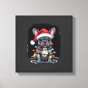 Christmas Dog French Bulldog Xmas Frenchie Men Wom Canvas Print