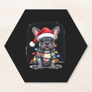 Christmas Dog French Bulldog Xmas Frenchie Men Wom Paper Coaster