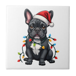 Christmas Dog French Bulldog Xmas Frenchie Tile
