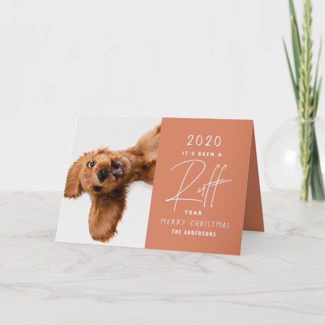 Christmas dog funny ruff year in review card (Front)