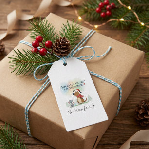 Christmas dog gift tag modern watercolor animal