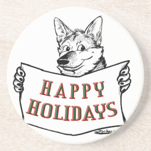 Christmas Dog:  Happy Holidays! Coaster