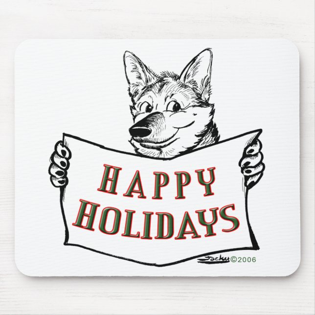 Christmas Dog:  Happy Holidays! Mouse Pad (Front)