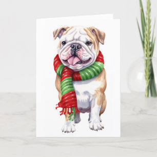 Christmas Dog, Holiday Bulldog, BLANK  Card