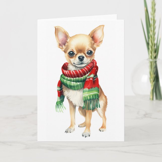 Christmas Dog, Holiday Chihuahua BLANK  Card (Front)