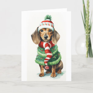 Christmas Dog, Holiday Daschund (doxy) BLANK  Card