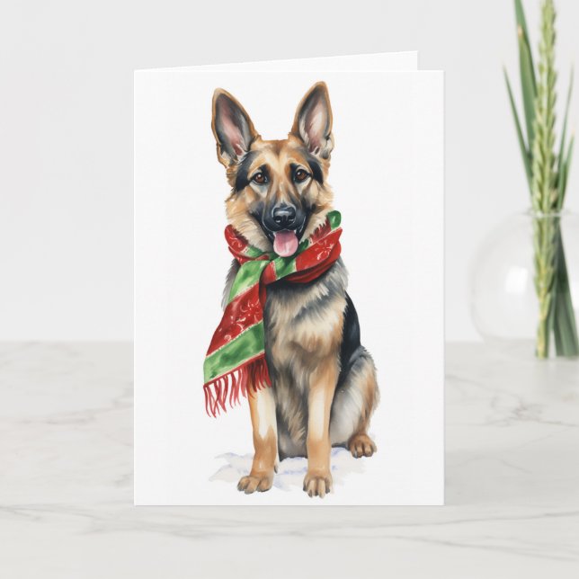 Christmas Dog, Holiday Dog, German Shepherd BLANK  (Front)