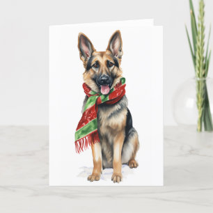 Christmas Dog, Holiday Dog, German Shepherd BLANK  Card