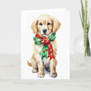 Christmas Dog, Holiday Dog, Golden Retriever BLANK Card
