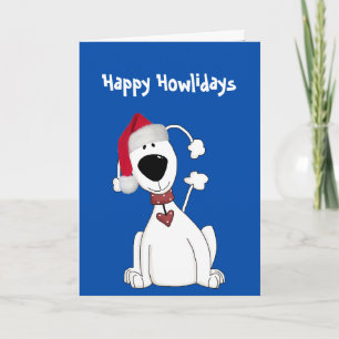 Christmas Dog Humour On Blue Card