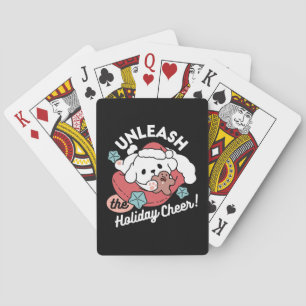 Christmas Dog in Santa Hat – Holiday Cheer for Pet Playing Cards
