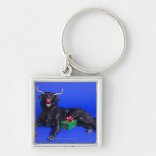 Christmas dog keychain