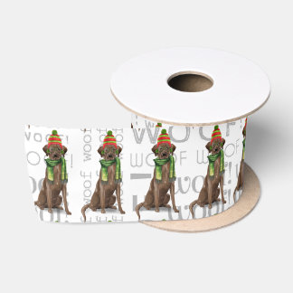 Christmas Dog Lover Funny Chocolate Lab Satin Ribbon
