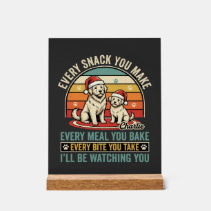Christmas Dog Lovers Snack Watching Acrylic Sign