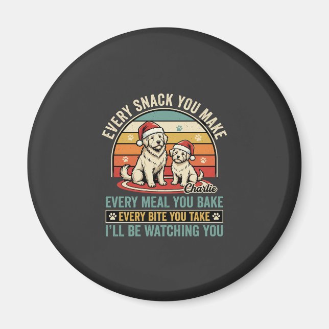 Christmas Dog Lovers Snack Watching Magnet (Front)