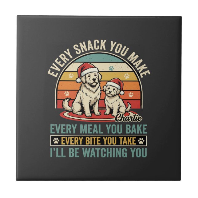 Christmas Dog Lovers Snack Watching Tile (Front)