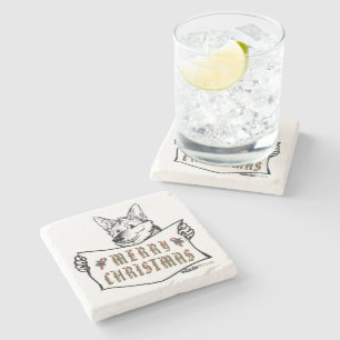 Christmas Dog:  Merry Christmas! Stone Coaster