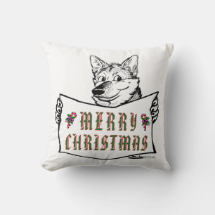 Christmas Dog: Merry Christmas! Throw Pillow