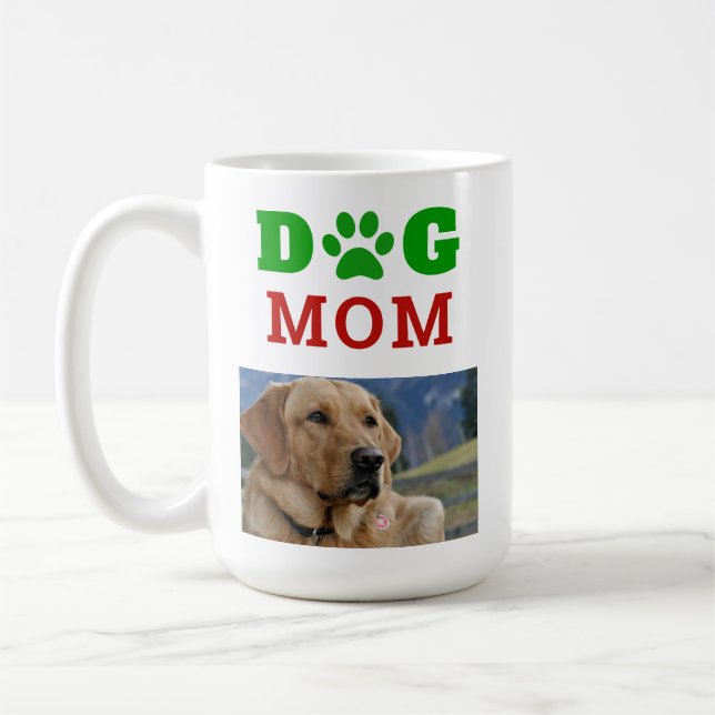 Christmas Dog Mom Paw Print Snowflake Photo Coffee Mug (Left)