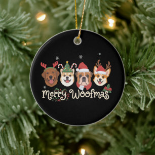 Christmas Dog Owner Gift Holiday Merry Woofmas Ceramic Ornament