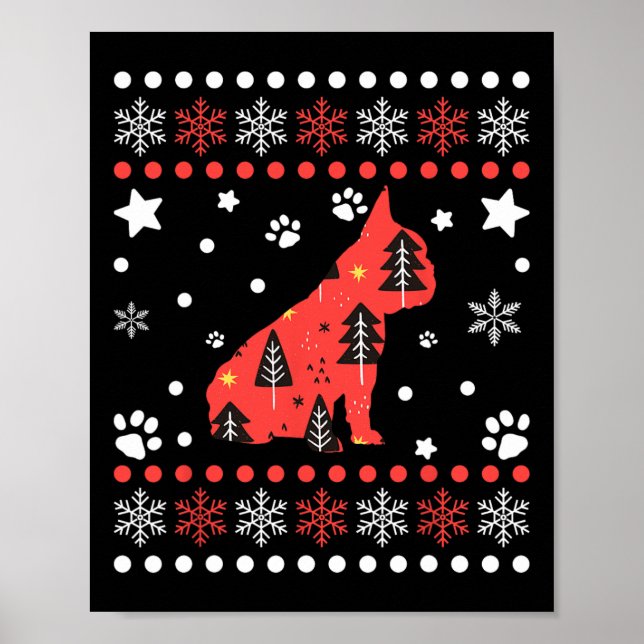 Christmas Dog Pattern French Bulldog Owner 1  Poster (Front)