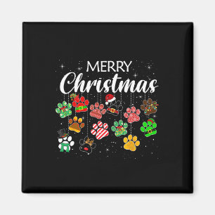 Christmas Dog Paw Print Buffalo Plaid Ugly Xmas Magnet