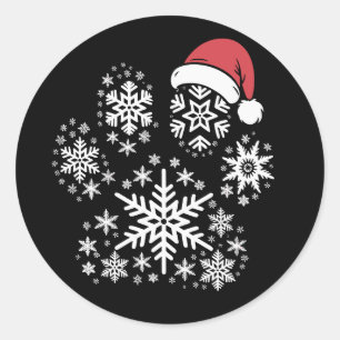 Christmas Dog Paw Santa Hat Pet Owner Gift Classic Round Sticker