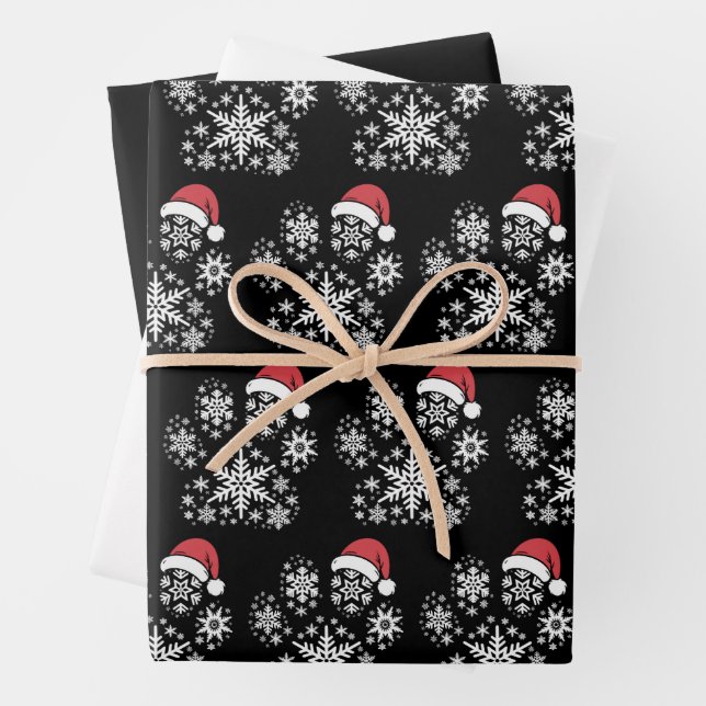 Christmas Dog Paw Santa Hat Pet Owner Gift Wrapping Paper Sheet (In situ)