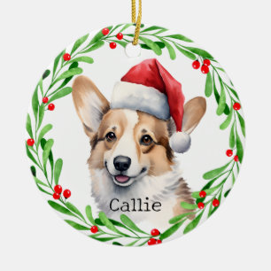 Christmas Dog Pembroke Welsh Corgi Holidays Pet Ceramic Ornament