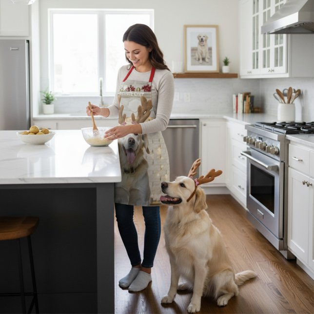 Christmas Dog Private Chef Custom Photo Name Apron (Creator Uploaded)