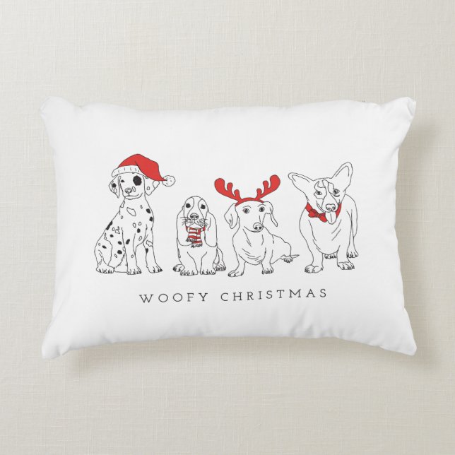 Christmas Dog Puns Santa Dogs Woofy Christmas Accent Pillow (Front)