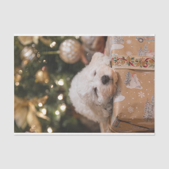 Christmas Dog Puppy Holiday Seasonal Decoupage Tissue Paper (Front)