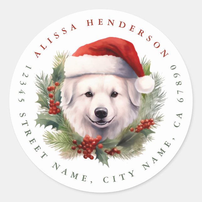 Christmas Dog Round Stickers (Front)