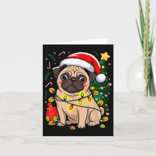 Christmas Dog Santa Clause Pug Puppy X-mas  Card