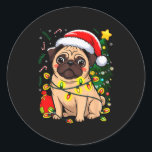 Christmas Dog Santa Clause Pug Puppy X-mas  Classic Round Sticker<br><div class="desc">Christmas Dog Santa Clause Pug Puppy X-mas</div>