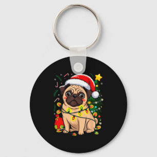 Christmas Dog Santa Clause Pug Puppy X-mas  Keychain