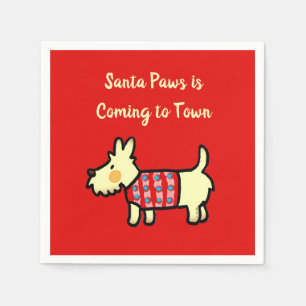 Christmas Dog Santa Paws Festive Puppy Napkin