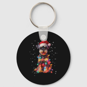 Christmas Dog Schnauzer Santa Xmas Women Men Kids  Keychain