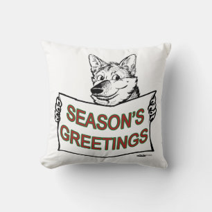Christmas Dog: Season's Greetings! Throw Pillow