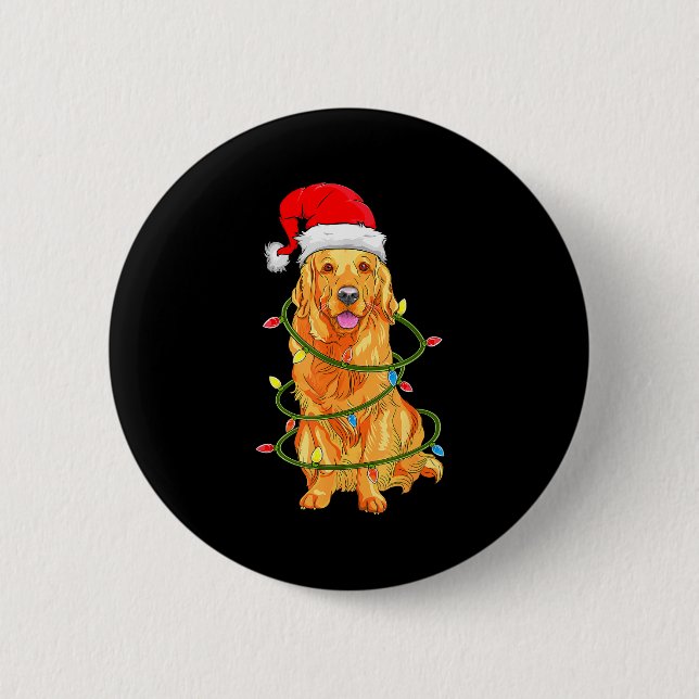 Christmas Dog Shirt, Christmas Golden Retriever Pa 2 Inch Round Button (Front)