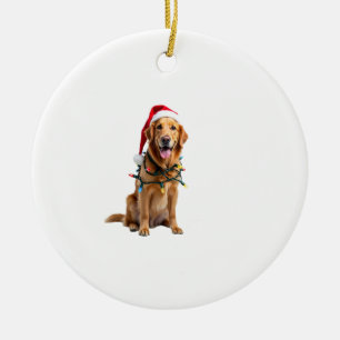 Christmas Dog Shirt, Christmas Golden retriever Pa Ceramic Ornament