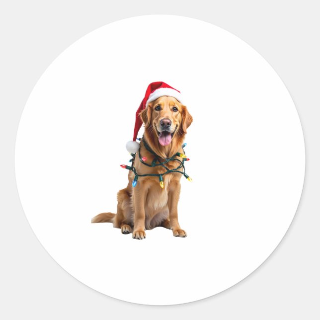 Christmas Dog Shirt, Christmas Golden retriever Pa Classic Round Sticker (Front)
