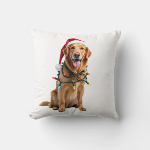 Christmas Dog Shirt, Christmas Golden retriever Pa Throw Pillow