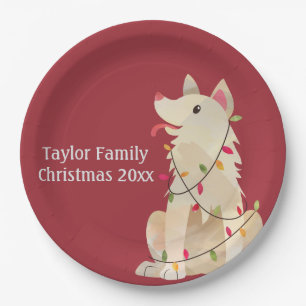 Christmas Dog Tangles Customizable Paper Plate