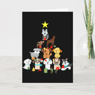 Christmas Dog Tree Cute Funny Puppy Dogs Xmas Tee  Card