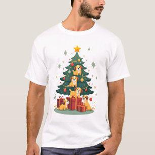 Christmas Dog Tree T-Shirt Cute Funny Puppy Dogs X