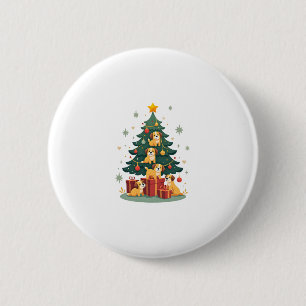 Christmas Dog Tree T-Shirt Cute Funny Puppy Dogs X 2 Inch Round Button
