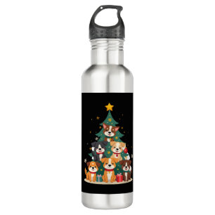 Christmas Dog Tree T-Shirt Cute Funny Puppy Dogs X 710 Ml Water Bottle