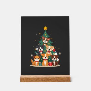 Christmas Dog Tree T-Shirt Cute Funny Puppy Dogs X Acrylic Sign