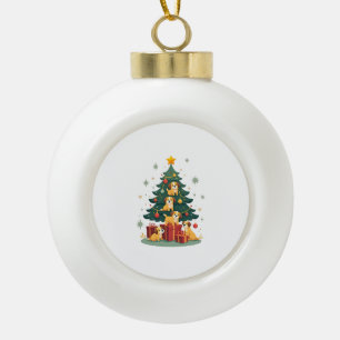 Christmas Dog Tree T-Shirt Cute Funny Puppy Dogs X Ceramic Ball Christmas Ornament